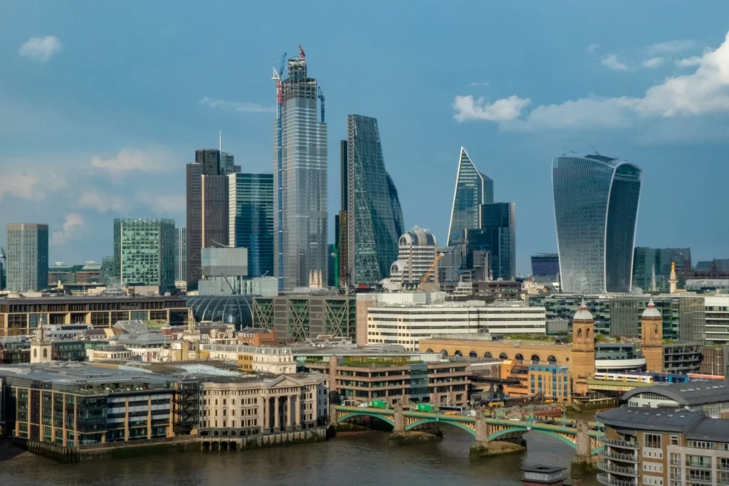 photo - a view of London from the watford to london transit 
