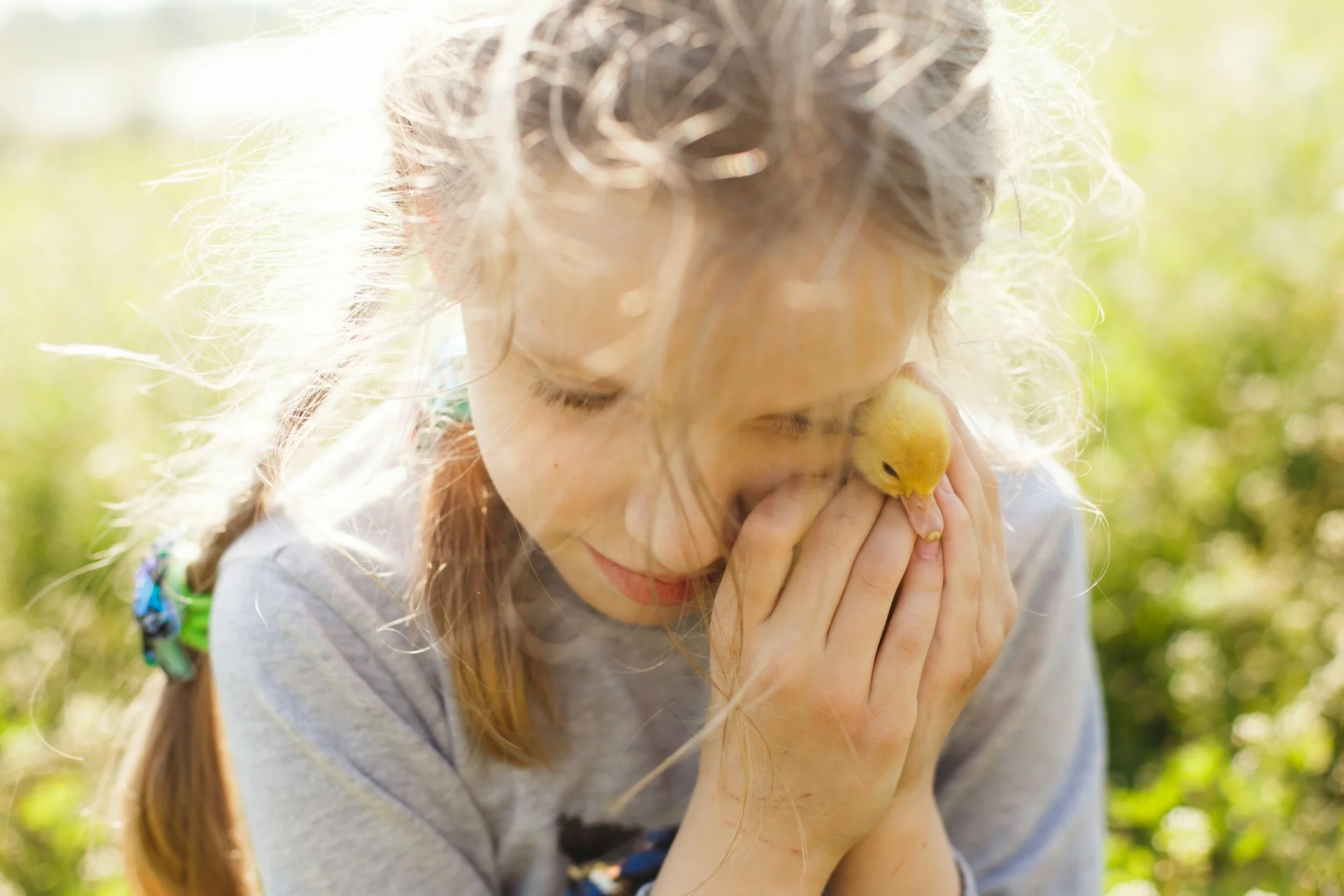 photo - a girl holding a baby duck for her social emotional and mental health